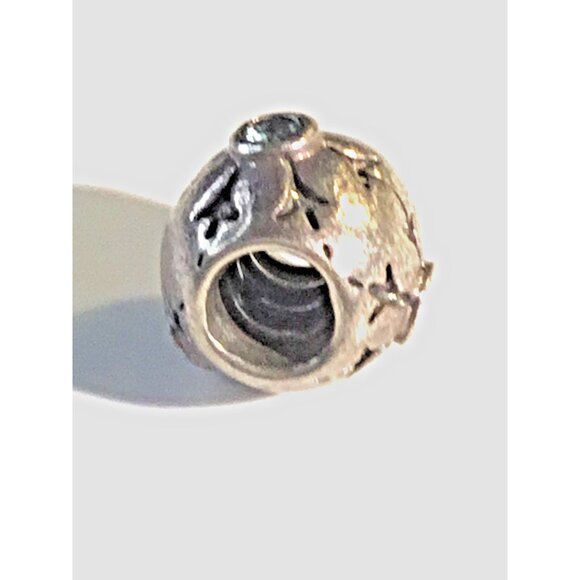 Retired PANDORA Snowflake Charm with Aqua CZ  - S925 ALE Vintage - Picture 4 of 5